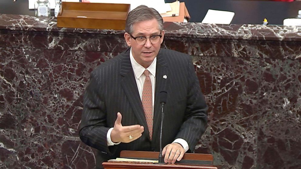 PHOTO: Bruce Castor, an attorney for former President Donald Trump, speaks during the second impeachment trial of Trump in the Senate at the U.S. Capitol, Feb. 9, 2021, in Washington, D.C.