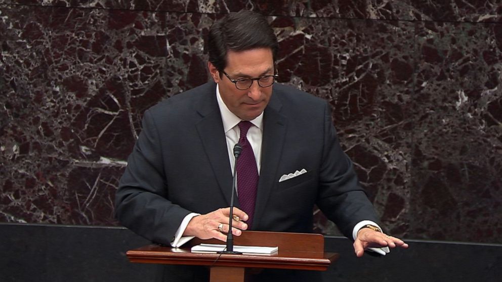 PHOTO: Personal attorney to President Donald Trump, Jay Sekulow answers a question during the impeachment trial against President Donald Trump in the Senate in Washington, Jan. 30, 2020.
