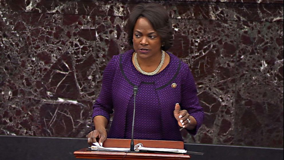 PHOTO: House impeachment manager Rep. Val Demings speaks during impeachment trial of President Donald Trump in the Senate at the U.S. Capitol on Jan. 24, 2020, in Washington.