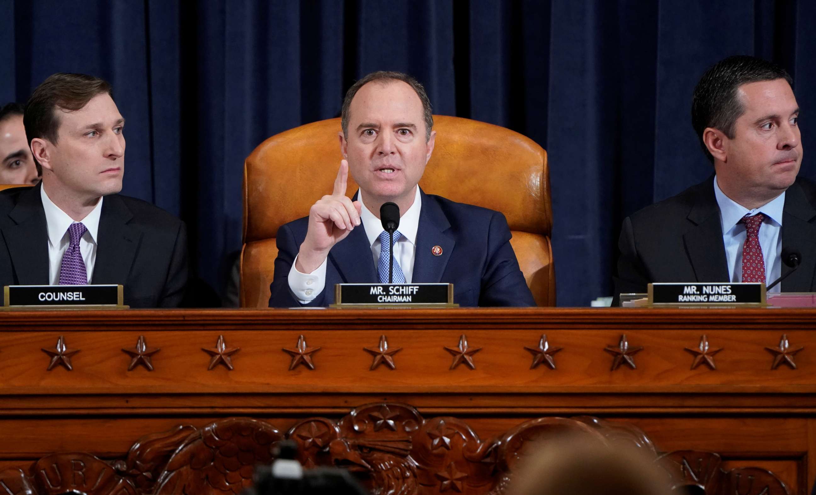 PHOTO: House Intelligence Chairman Adam Schiff speaks during the House Intelligence Committee hearing with witness Marie Yovanovitch, as part of the impeachment inquiry into President Donald Trump on Capitol Hill in Washington, Nov. 15, 2019.