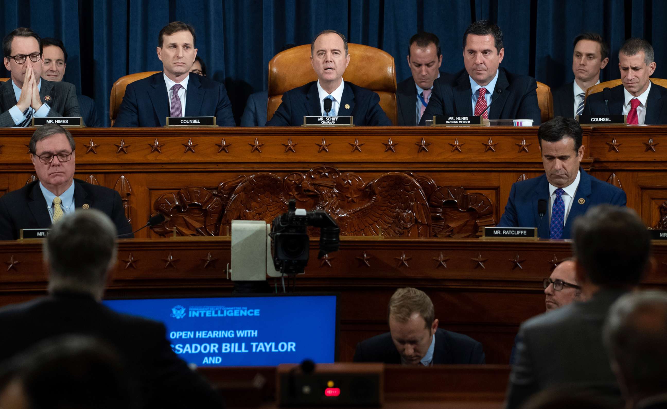 PHOTO: House Intelligence Committee Chairman Adam Schiff gives an opening statement on Capitol Hill, Nov. 13, 2019.