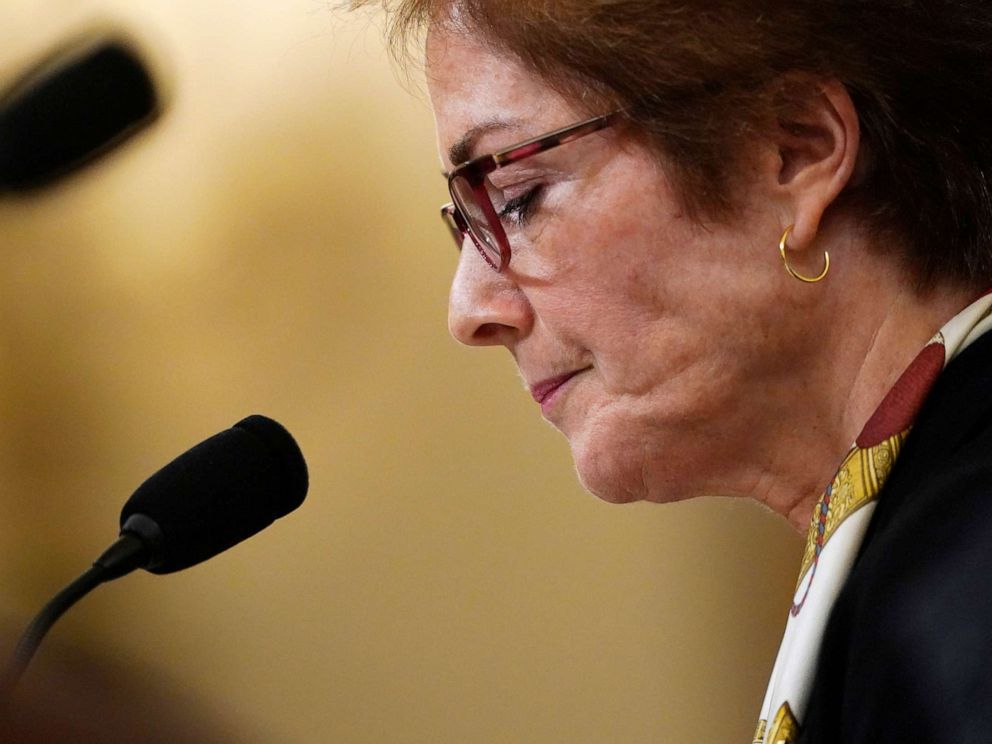 PHOTO: Former Ambassador to Ukraine Marie Yovanovitch testifies before the House Intelligence Committee in the Longworth House Office Building on Capitol Hill, Nov. 15, 2019, in Washington.