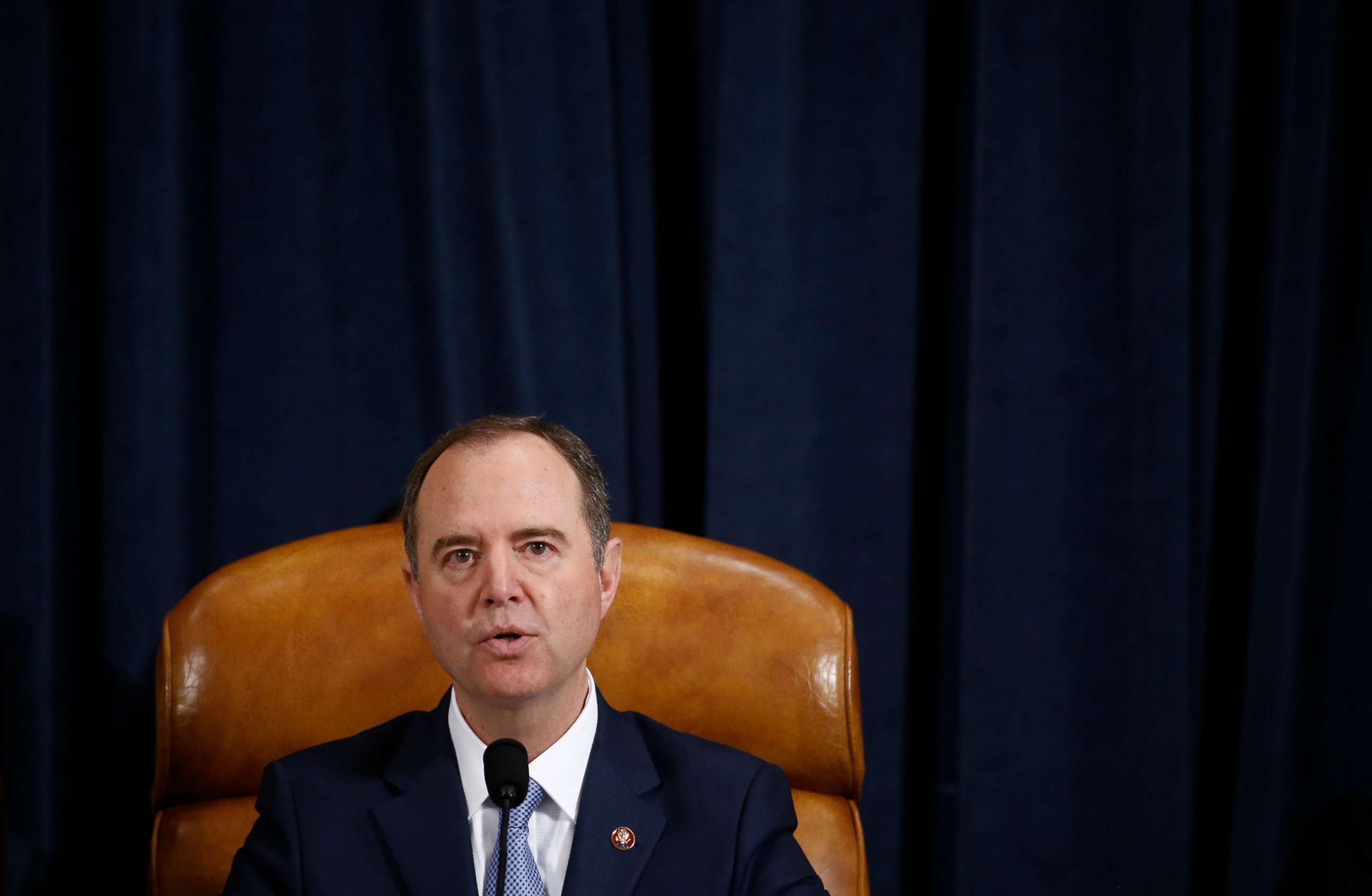 PHOTO: House Intelligence Committee chair, Adam Schiff speaks during the House Intelligence Committee hearing as part of the impeachment inquiry into President Donald Trump on Capitol Hill in Washington, Nov. 21, 2019.