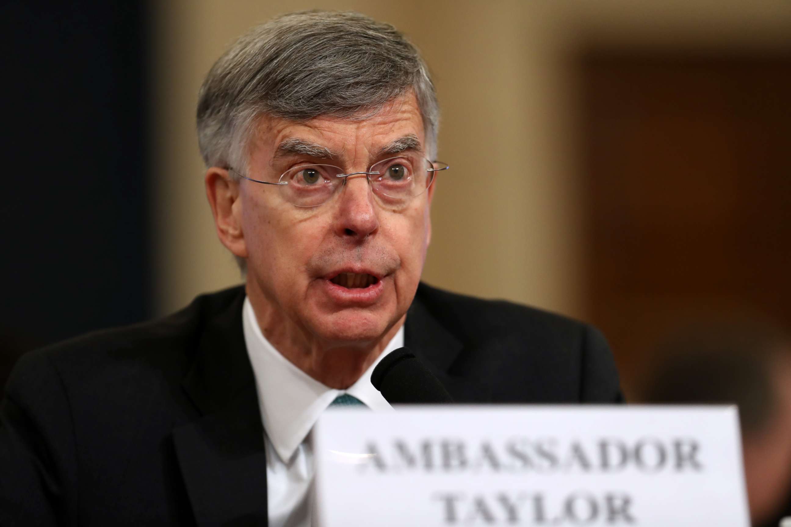 PHOTO: Top U.S. diplomat in Ukraine, William B. Taylor Jr., testifies before the House Intelligence Committee in the Longworth House Office Building on Capitol Hill, Nov. 13, 2019, in Washington.