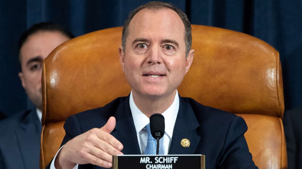 PHOTO: Chairman Adam Schiff speaks during the first public hearings held by the House Permanent Select Committee on Intelligence as part of the impeachment inquiry into President Donald Trump, on Capitol Hill in Washington, Nov. 13, 2019.