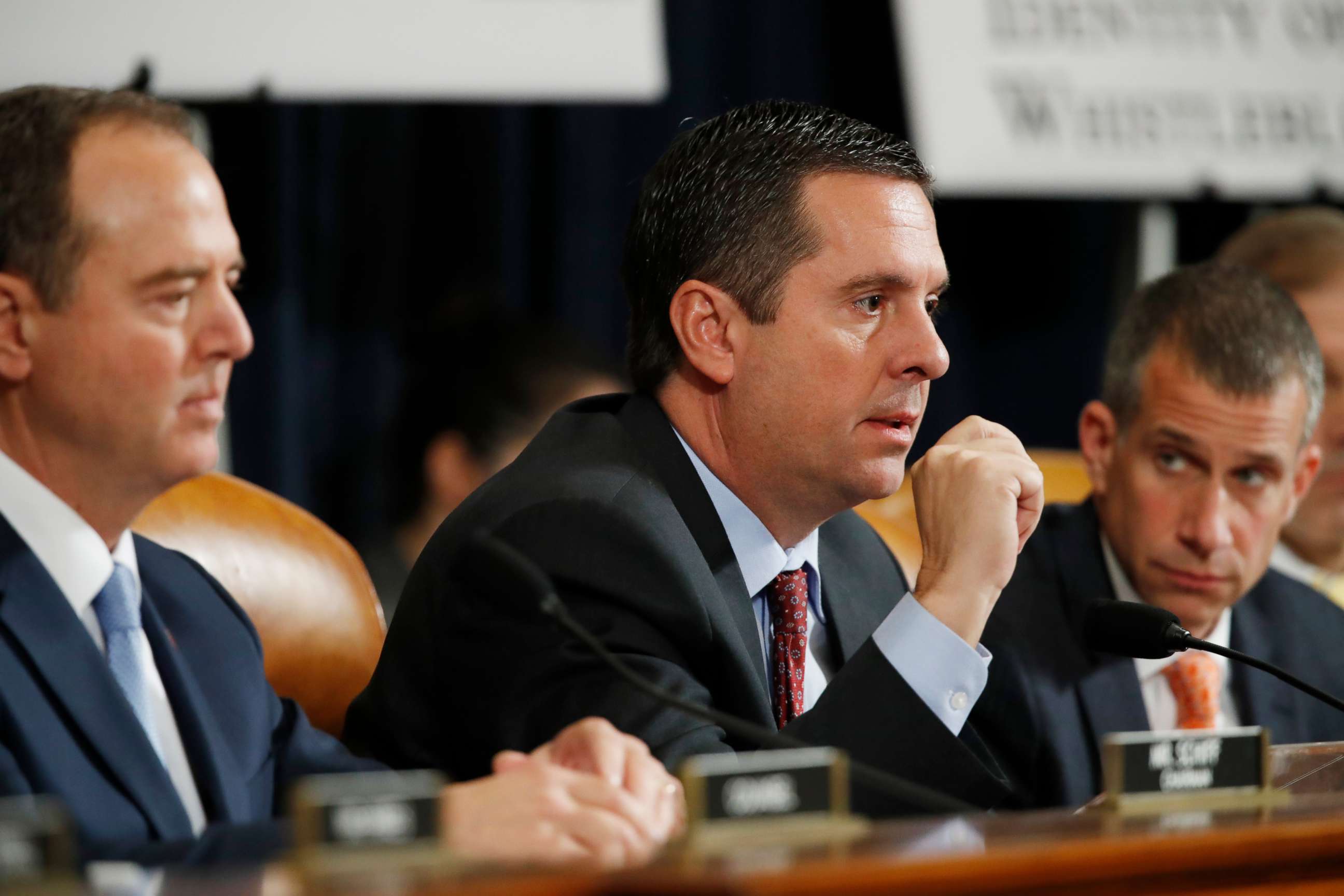 PHOTO: Ranking member Rep. Devin Nunes asks a question as former Ambassador to Ukraine Marie Yovanovitch testifies before the House Intelligence Committee on Capitol Hill in Washington, Nov. 15, 2019.