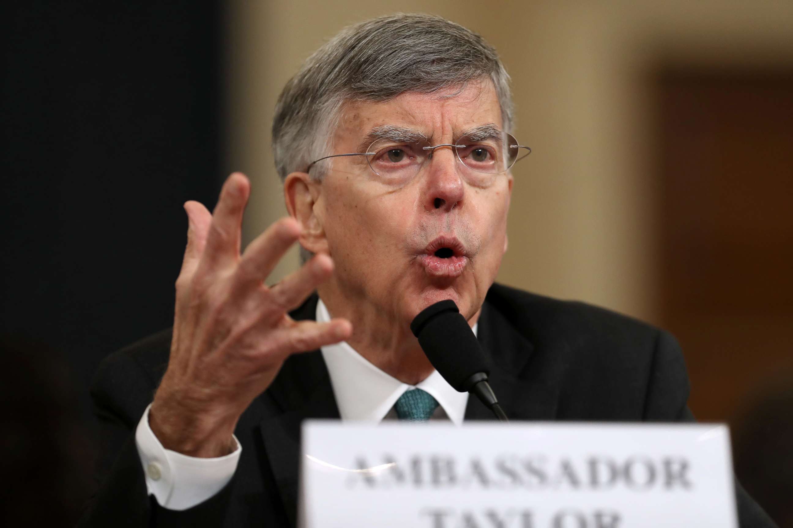 PHOTO: Top U.S. diplomat to Ukraine, William B. Taylor Jr., testifies before the House Intelligence Committee, Nov. 13, 2019, in Washington.