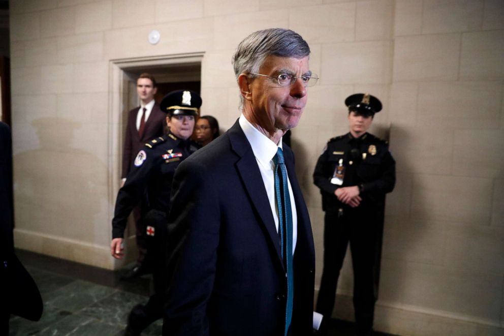 PHOTO: Top U.S. diplomat in Ukraine William Taylor leaves after testifying to the House Intelligence Committee on Capitol Hill in Washington, Nov. 13, 2019.