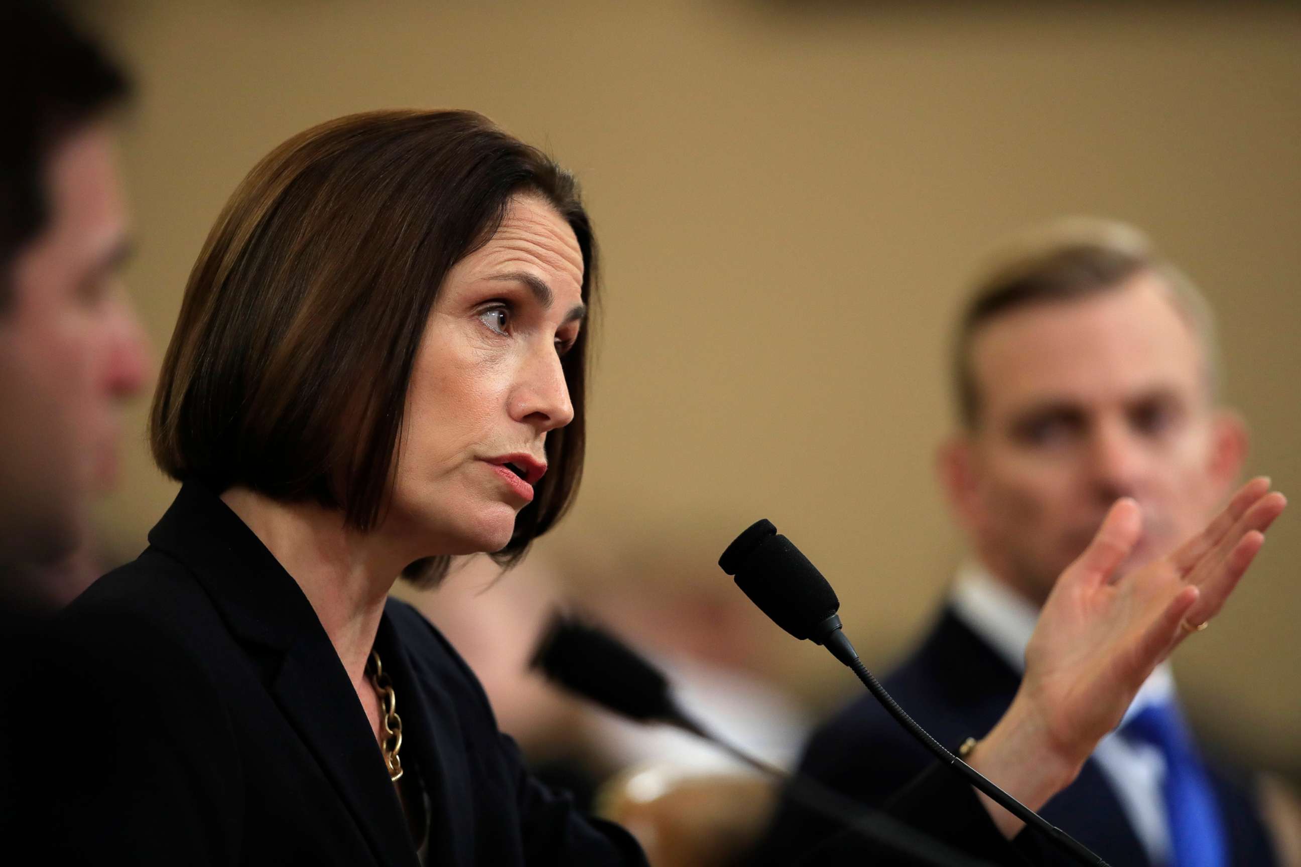 PHOTO: Former White House national security aide Fiona Hill, and David Holmes, a U.S. diplomat in Ukraine, right, testify before the House Intelligence Committee on Capitol Hill in Washington, Nov. 21, 2019.