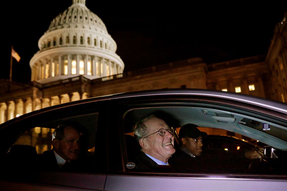 PHOTO: Republican Sen. Lamar Alexander exits the Trump impeachment trial in Washington, Jan. 30, 2020.