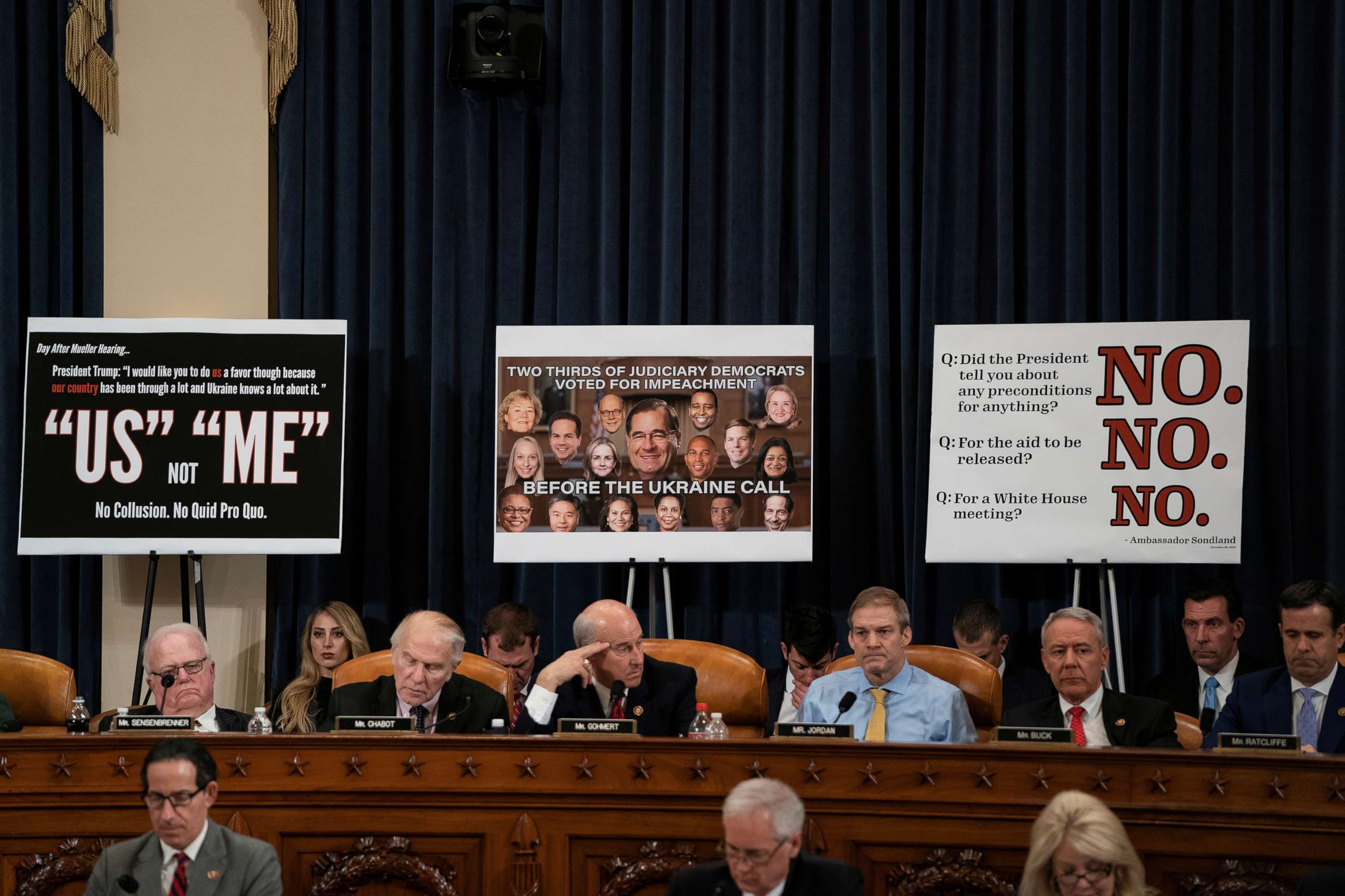 PHOTO: Committee members listen to the debate during a House Judiciary Committee hearing in Washington, Dec. 12, 2019.