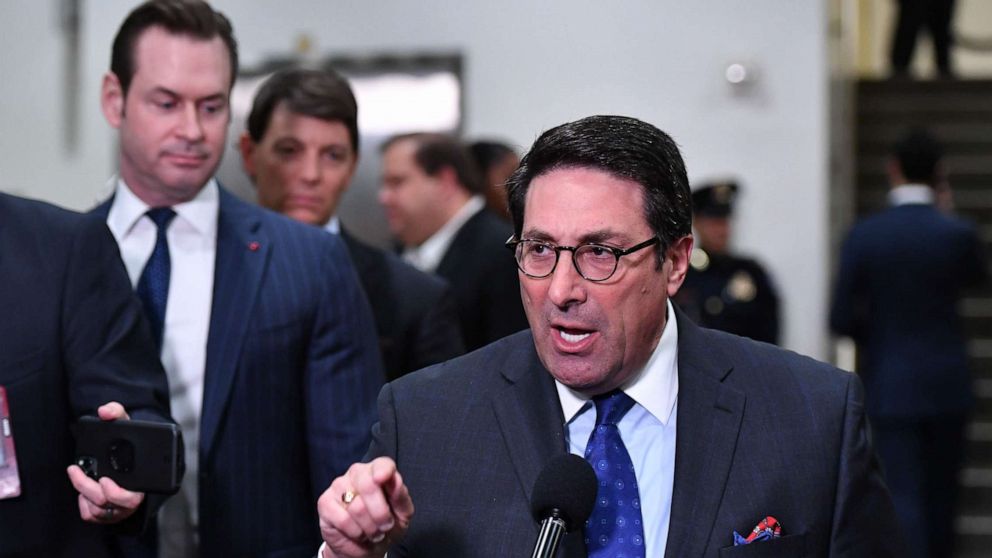 PHOTO: President Donald Trump's personal lawyer Jay Sekulow speaks to the press during a recess in the impeachment trial at the U.S. Capitol on Jan. 24, 2020, in Washington.