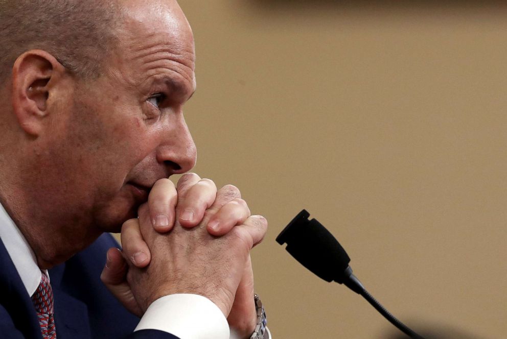 PHOTO: Gordon Sondland, the U.S ambassador to the European Union, testifies during a public impeachment hearing before the House Intelligence Committee on Capitol Hill, Nov.20, 2019 in Washington, D.C.