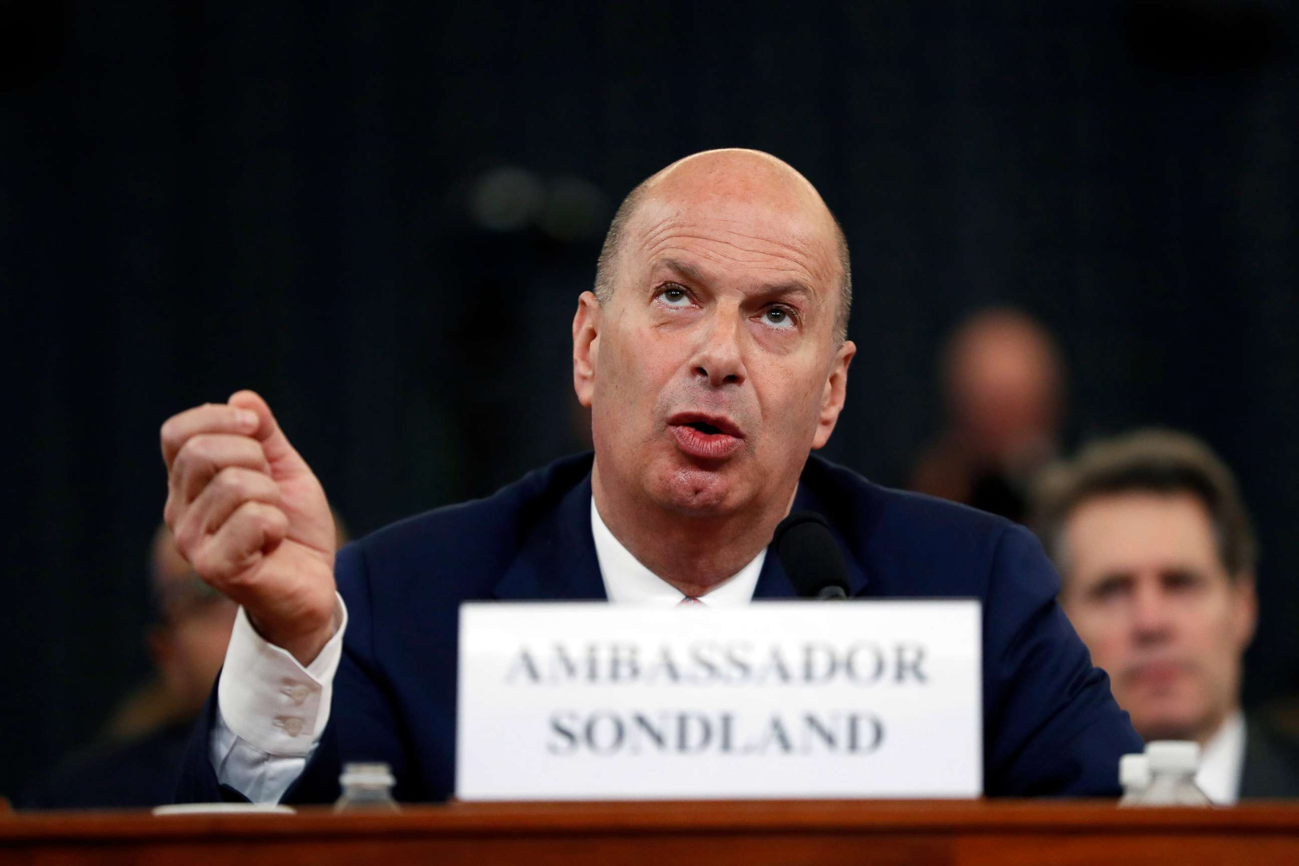 PHOTO: U.S. Ambassador to the European Union Gordon Sondland testifies before the House Intelligence Committee on Capitol Hill in Washington, D.C., Nov. 20, 2019, during a public impeachment hearing.