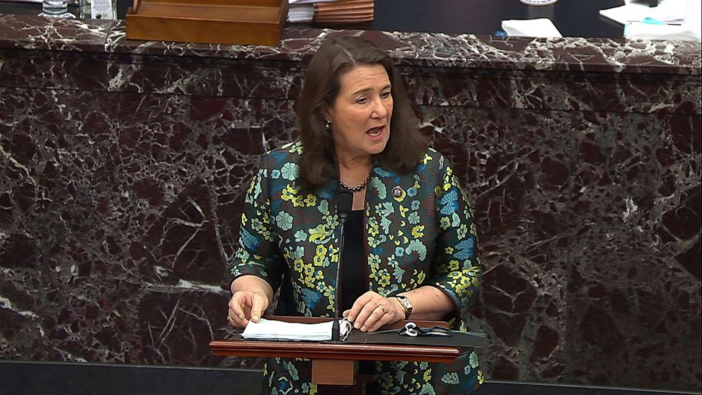 PHOTO: House impeachment manager Rep. Diana DeGette, D-Colo., speaks during the second impeachment trial of former President Donald Trump in the Senate at the U.S. Capitol in Washington, Feb. 11, 2021.