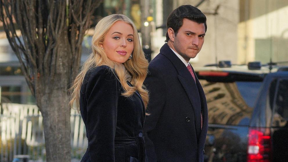 PHOTO: President-elect Donald Trump's daughter Tiffany Trump and her husband Michael Boulos arrive for a service at St. John's Church on Inauguration Day of his second presidential term in Washington, Jan. 20, 2025.