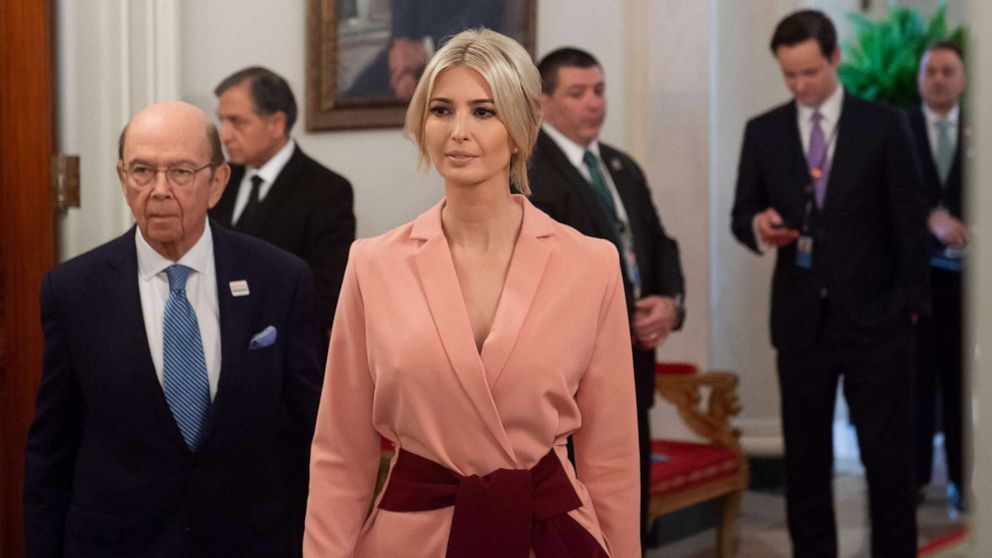 PHOTO: Senior White House adviser Ivanka Trump arrives for the first meeting of the American Workforce Policy Advisory Board at the White House, March 6, 2019. 