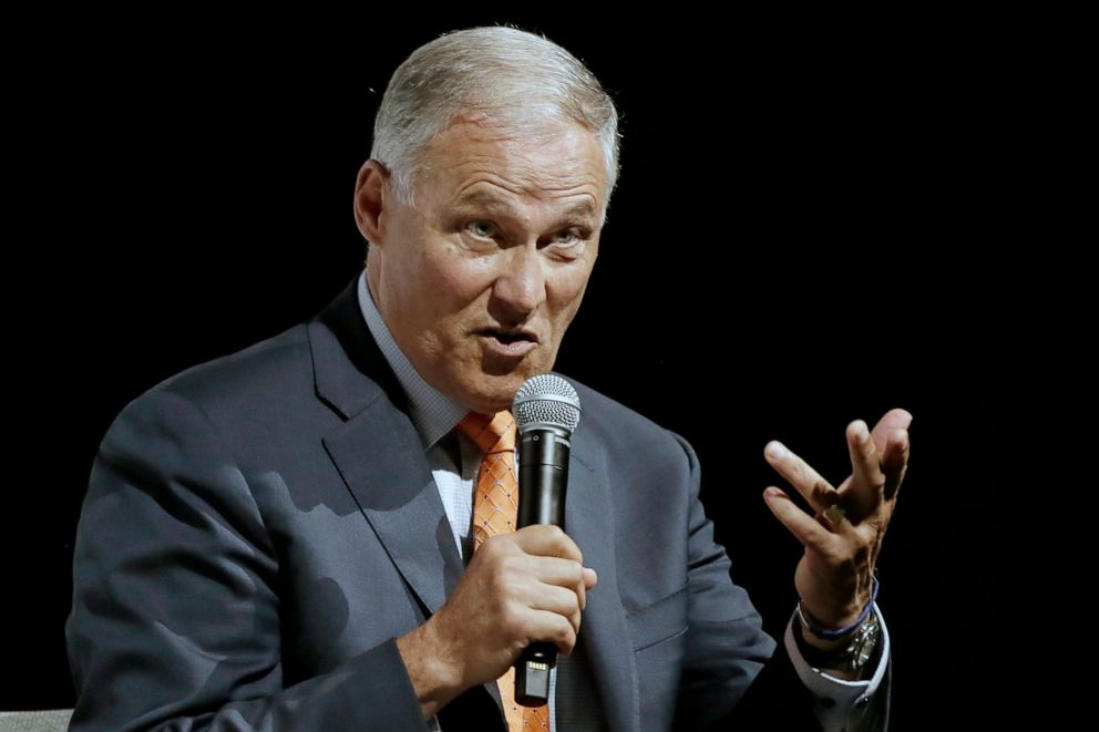 PHOTO: Democratic presidential candidate Jay Inslee speaks during a forum sponsored by Netroots, July 13, 2019, in Philadelphia. 