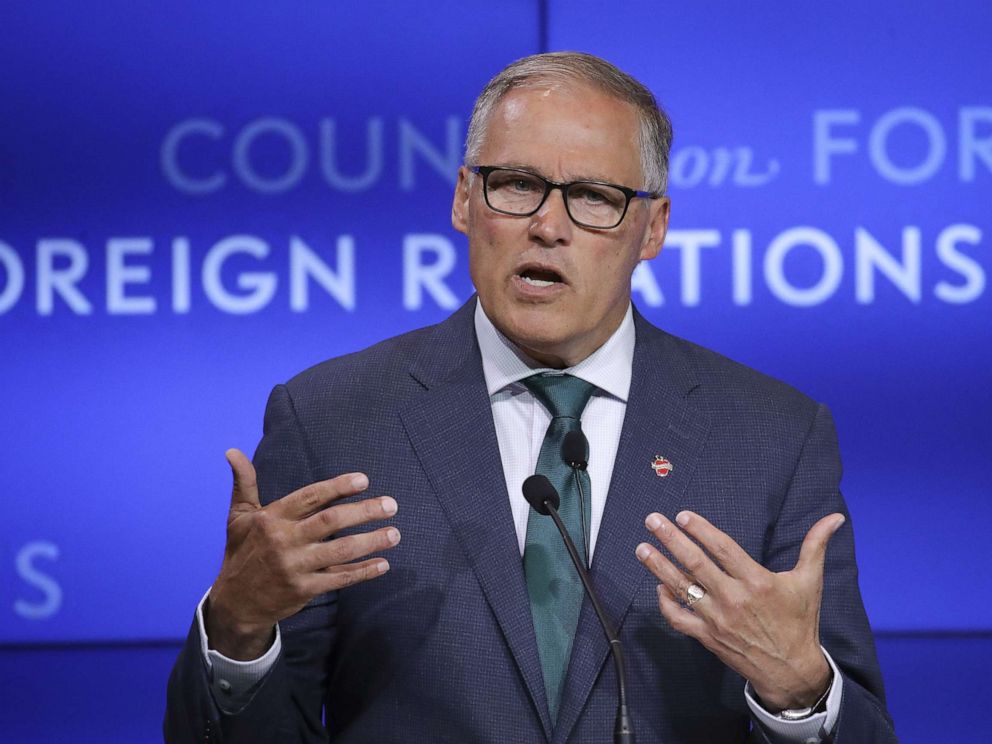 PHOTO: Wash. Governor Jay Inslee speaks about climate change at the Council on Foreign Relations, June 5, 2019, in New York.