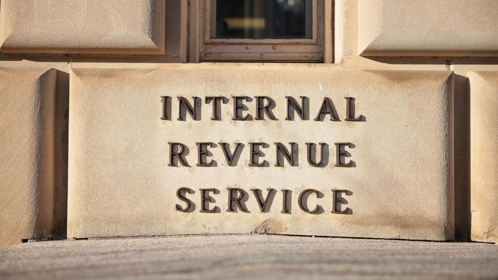 PHOTO: A sign for the Internal Revenue Service (IRS) is seen on its building on Feb. 13, 2025, in Washington, DC.
