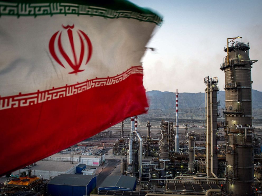 PHOTO: An Iranian national flag flies at the Persian Gulf Star Co. gas condensate refinery in Bandar Abbas, Iran, Jan. 9. 2019.
