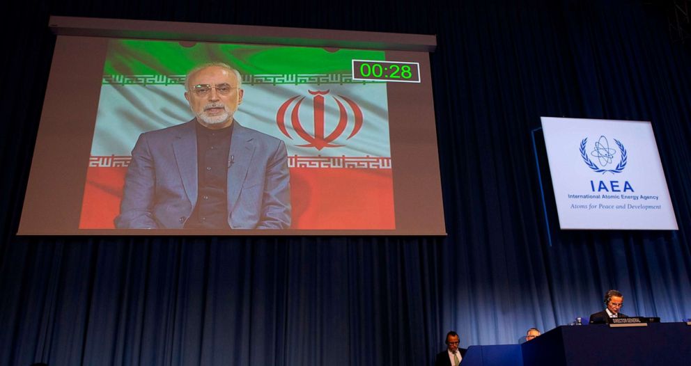 PHOTO: Iranian foreign minister, who attends virtually the 64th General Conference of the IAEA at the agency's headquarters in Vienna, Sept. 21, 2020. 