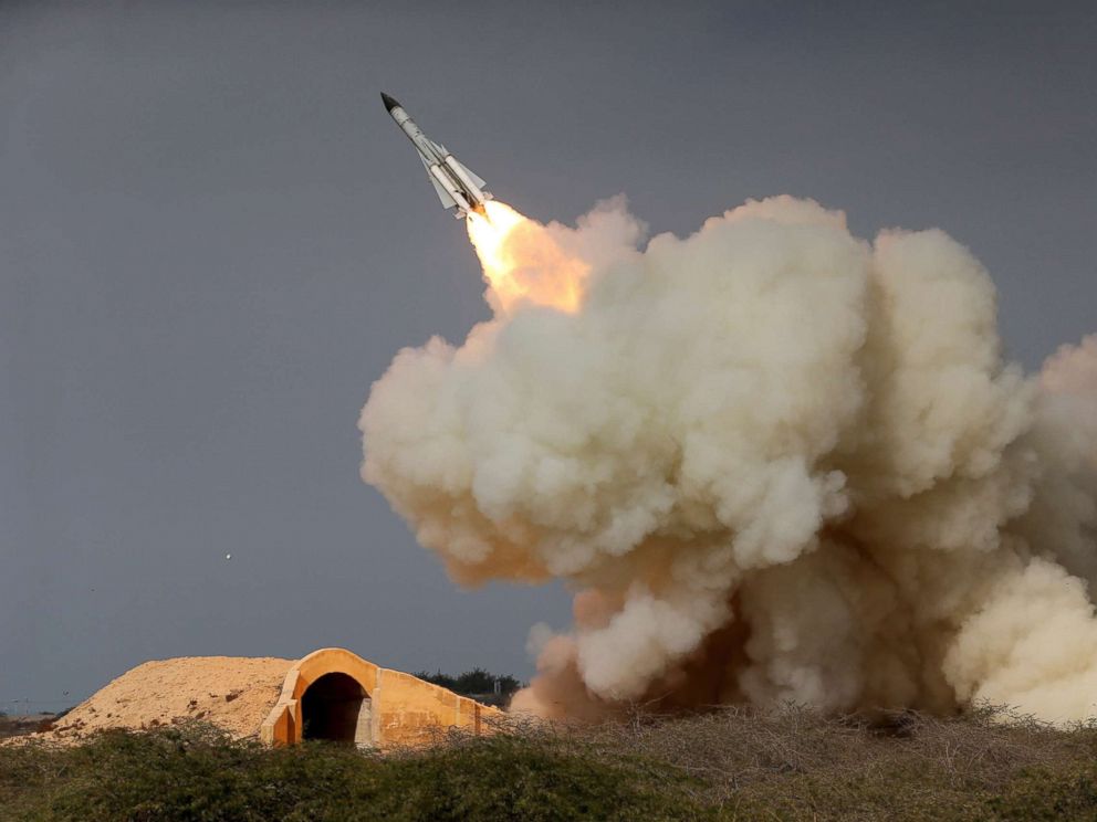 PHOTO: A long-range S-200 missile is fired in a military drill in the port city of Bushehr, on the northern coast of Persian Gulf, Iran, Dec. 29, 2016.