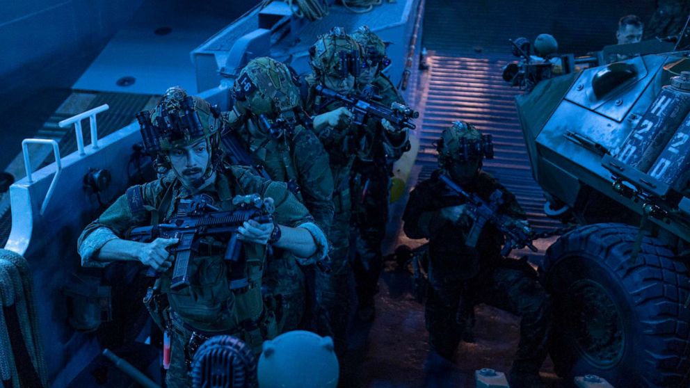 PHOTO: U.S. Marines with the 26th Marine Expeditionary Unit (Special Operations Capable)’s (MEU(SOC)) Maritime Special Purpose Force clear an Landing Craft Utility during training aboard the Wasp-class amphibious assault ship USS Bataan (LHD 5),