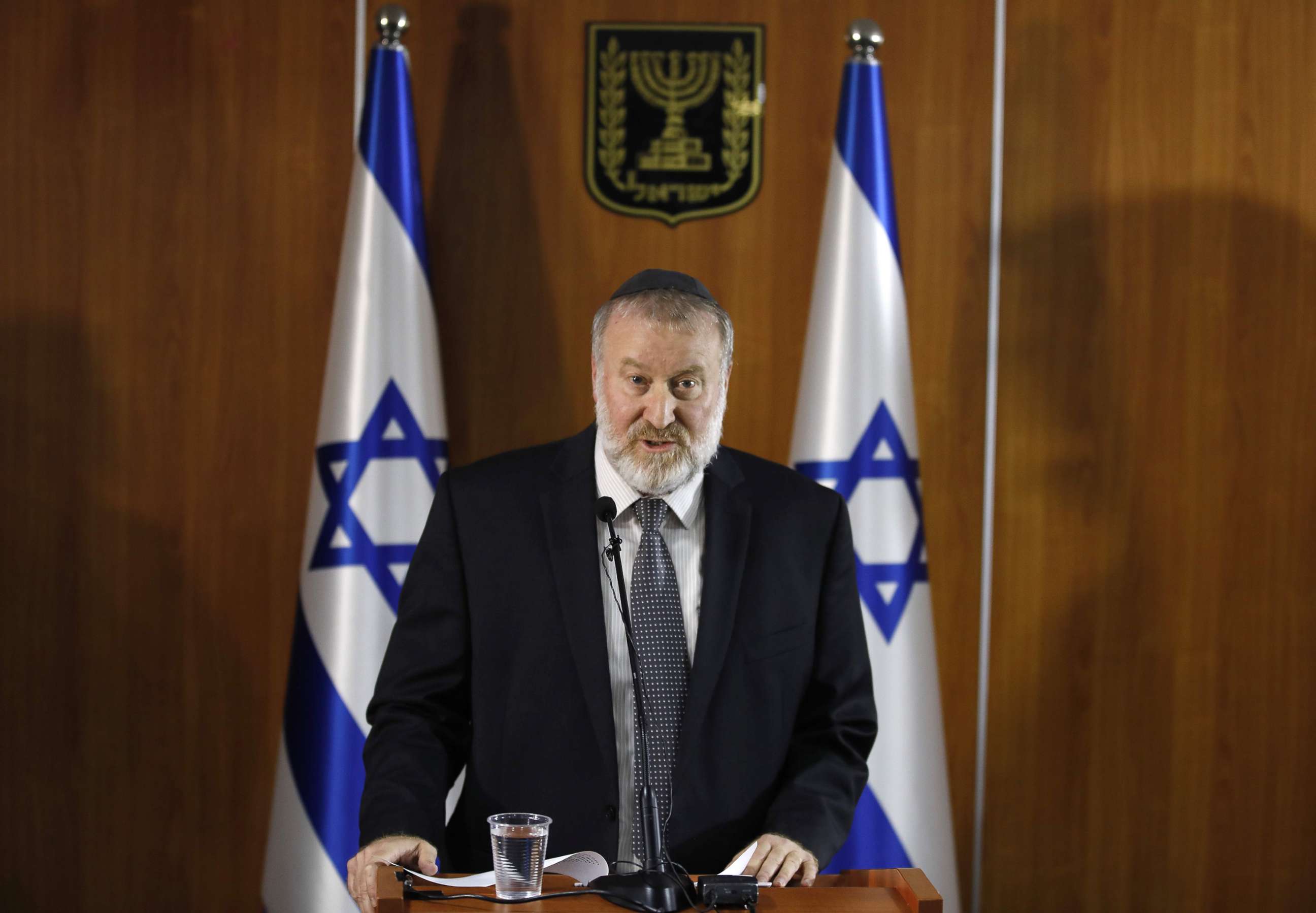 PHOTO: Israel's attorney general, Avichai Mandelblit gives a press conference at the justice ministry in Jerusalem on Nov. 21, 2019. Mandelblit indicted Benjamin Netanyahu on a range of corruption charges.