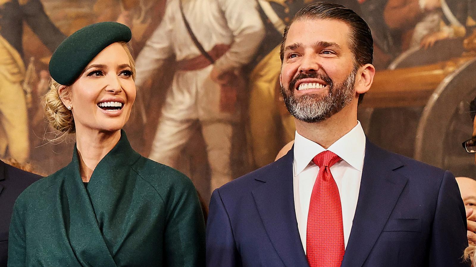 PHOTO: From left, Eric Trump, Jared Kushner, Ivanka Trump and Donald Trump Jr., arrive before the 60th Presidential Inauguration in the Rotunda of the U.S. Capitol in Washington, Jan. 20, 2025.