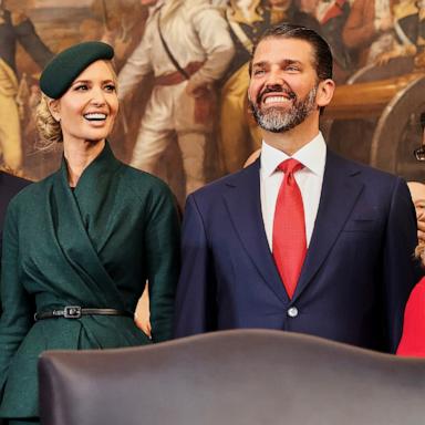 PHOTO: From left, Eric Trump, Jared Kushner, Ivanka Trump and Donald Trump Jr., arrive before the 60th Presidential Inauguration in the Rotunda of the U.S. Capitol in Washington, Jan. 20, 2025.