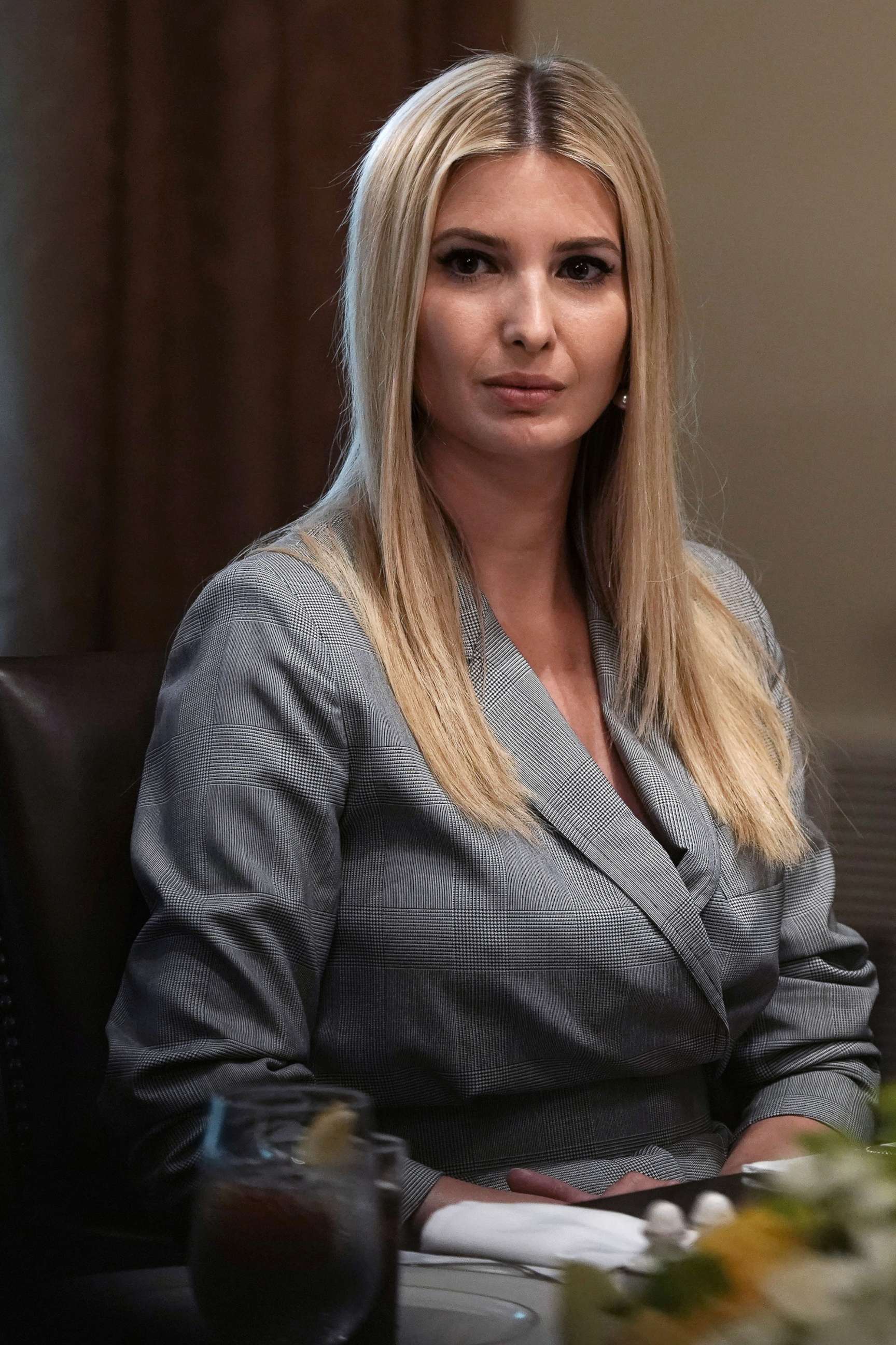 PHOTO: White House adviser and President Trump's daughter, Ivanka Trump, listens during meeting in the Cabinet Room of the White House, June 13, 2019.
