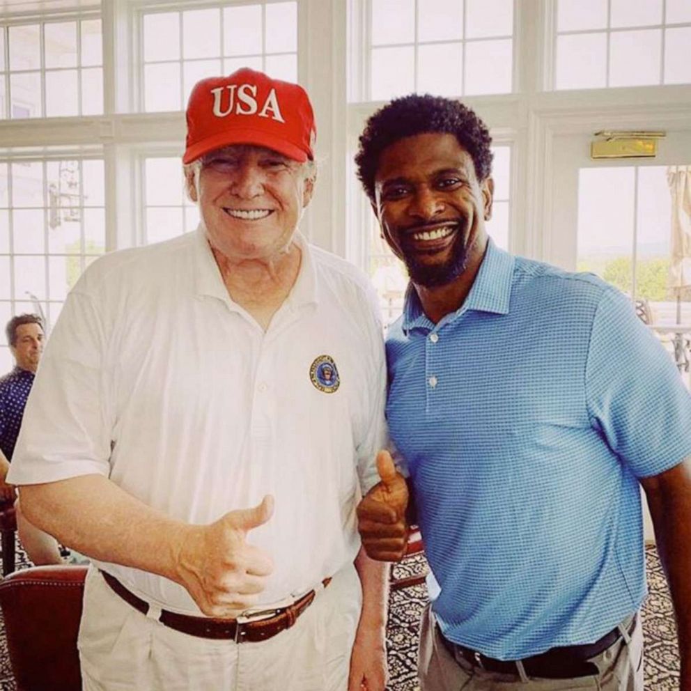 PHOTO: President Donald Trump with Jack Brewer at Trump National Golf Club in Bedminster, N.J., July 20, 2019.