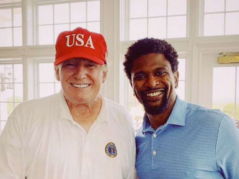 PHOTO: President Donald Trump with Jack Brewer at Trump National Golf Club in Bedminster, N.J., July 20, 2019.