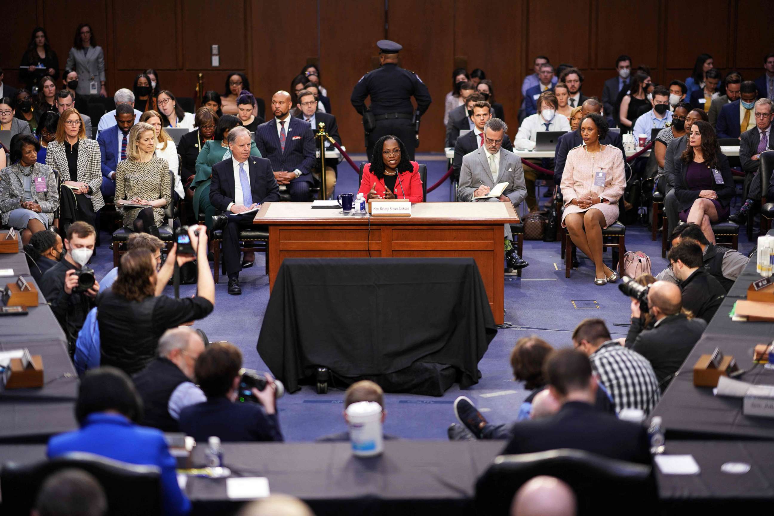 PHOTO: Judge Ketanji Brown Jackson testifies on her nomination to become an Associate Justice of the Supreme Court during a Senate Judiciary Committee confirmation hearing on Capitol Hill in Washington, D.C, March 22, 2022.