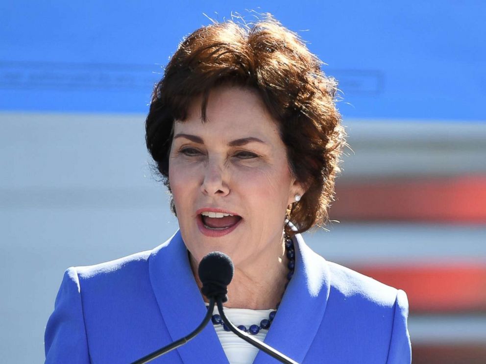 PHOTO: Senate candidate and U.S. Rep. Jacky Rosen speaks during a rally, Oct. 20, 2018 in Las Vegas.