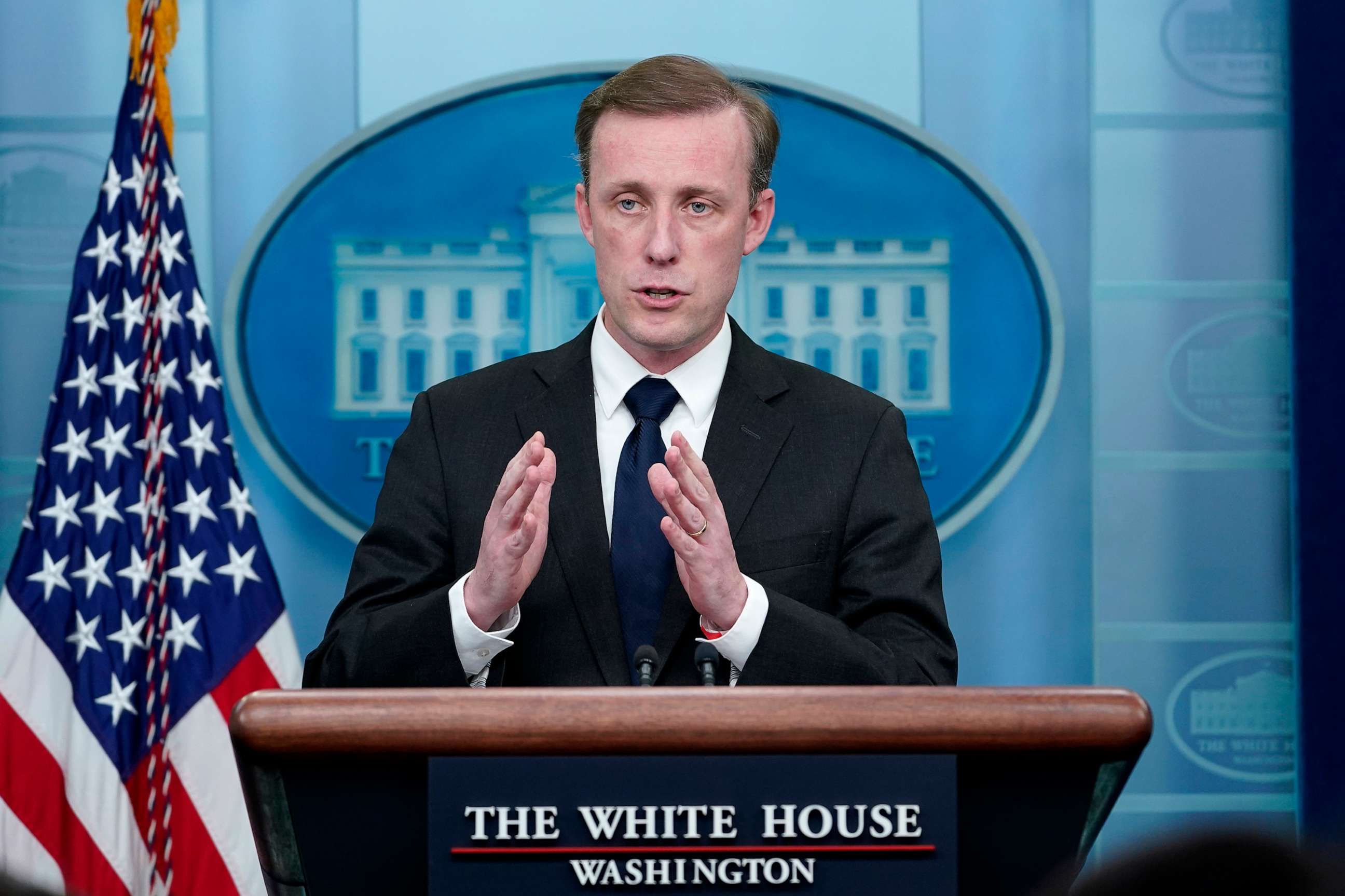 PHOTO: In this Dec. 12, 2022, file photo, White House national security adviser Jake Sullivan speaks during the daily briefing at the White House in Washington, D.C.