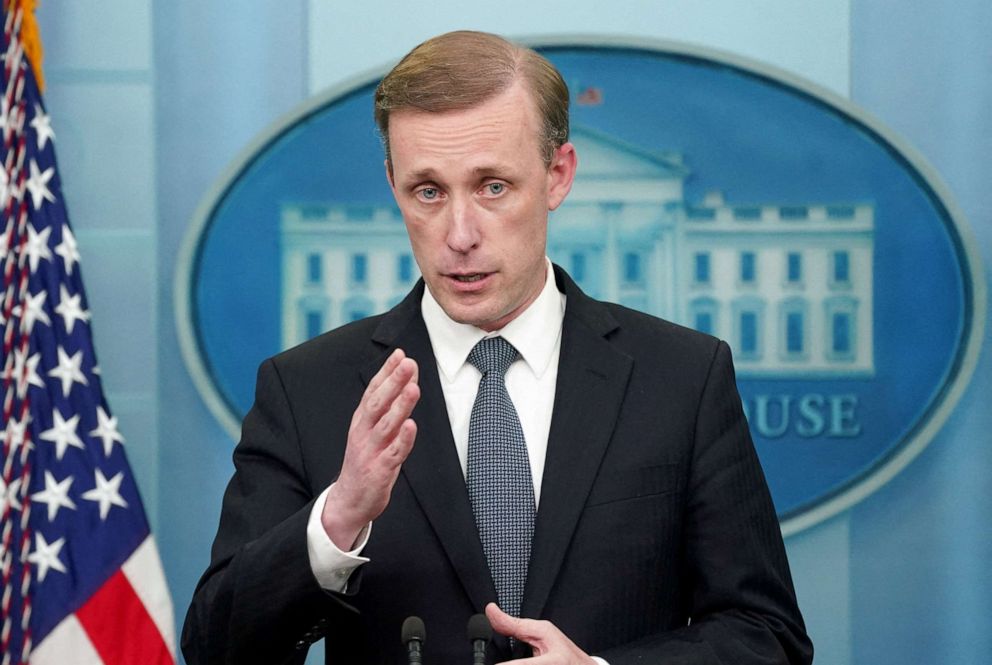 PHOTO: U.S. national security adviser Jake Sullivan speaks to reporters during a press briefing at the White House in Washington, July 11, 2022.