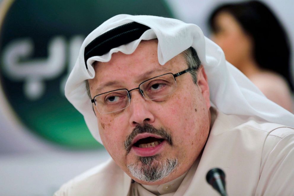 PHOTO: Saudi journalist Jamal Khashoggi speaks during a press conference in Manama, Bahrain, Dec. 15, 2014.