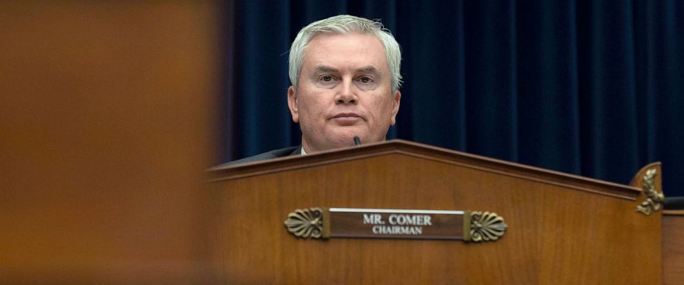 PHOTO: House Oversight and Accountability Committee Chairman Rep. James Comer listens to a witness during the committees hearing about Congressional oversight of D.C., on Capitol Hill, in Washington, D.C., on March 29, 2023.