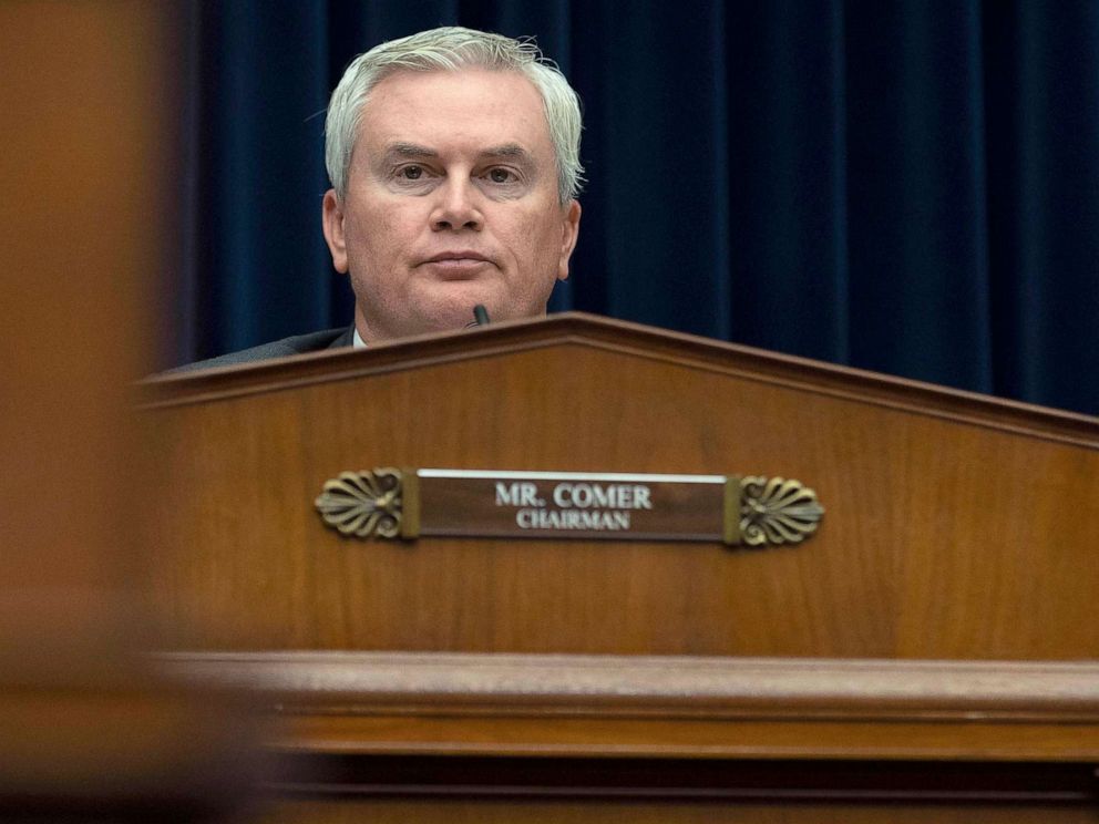 PHOTO: House Oversight and Accountability Committee Chairman Rep. James Comer listens to a witness during the committees hearing about Congressional oversight of D.C., on Capitol Hill, in Washington, D.C., on March 29, 2023.