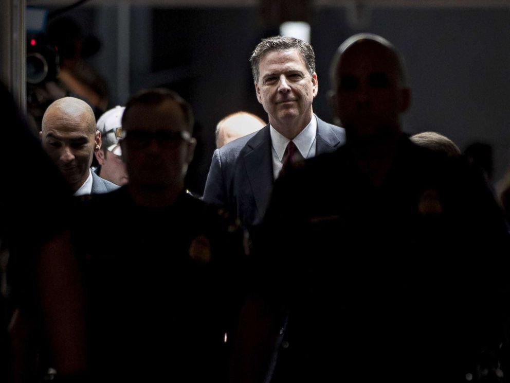 PHOTO: James Comey, former director of the Federal Bureau of Investigation (FBI), leaves a closed Senate Intelligence Committee briefing in Washington, D.C., June 8, 2017.