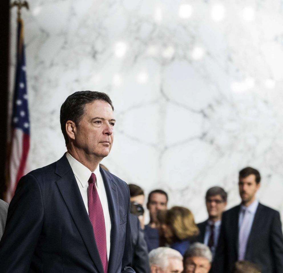 PHOTO: James Comey, former director of the FBI, arrives to a Senate Intelligence Committee hearing in Washington, June 8, 2017.