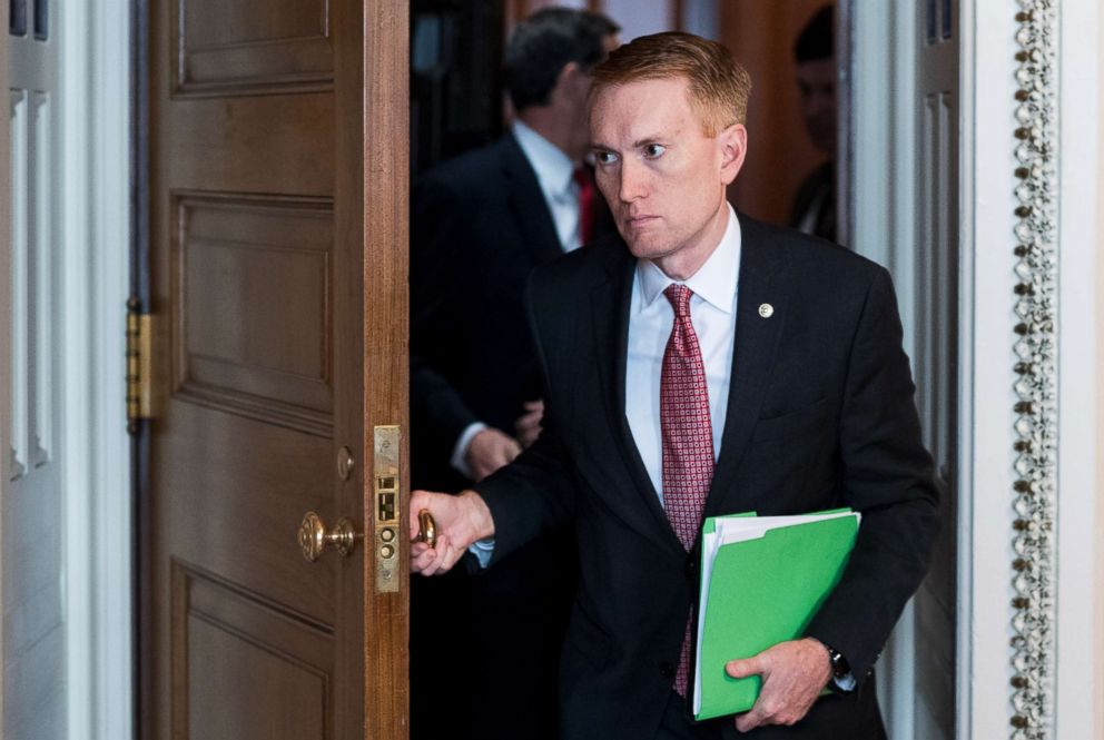 PHOTO: Sen. James Lankford leaves the Senate Republicans' policy lunch at the U.S. Capitol on June 6, 2017 in Washington, D.C.
