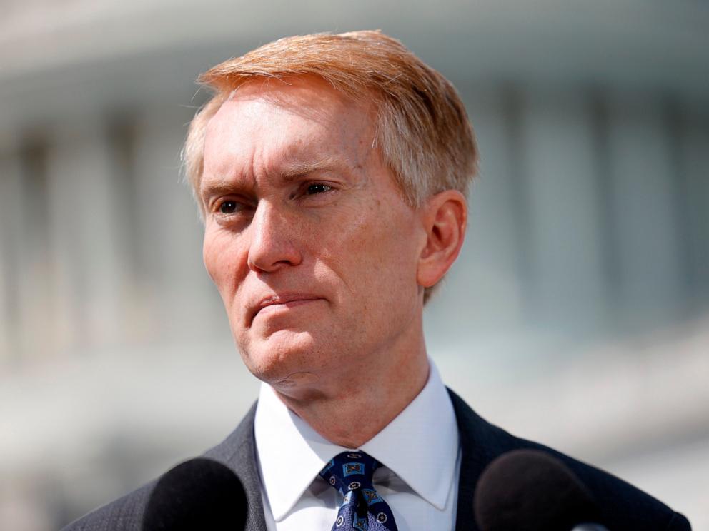 PHOTO: Sen. James Lankford (R-OK) speaks on border security and Title 42 during a press conference at the Capitol on May 11, 2023 in Washington, DC. 