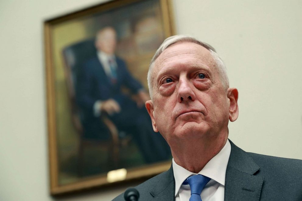 PHOTO: Defense Secretary James Mattis testifies before the House Armed Services Committee in the Rayburn House Office Building on Capitol Hill, April 12, 2018, in Washington.