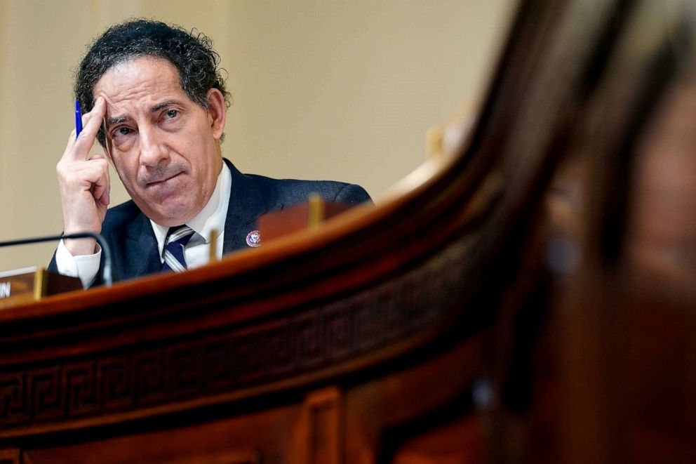 PHOTO: FILE - Rep. Jamie Raskin listens listens is seen, July 27, 2021 at the Cannon House Office Building in Washington, DC.