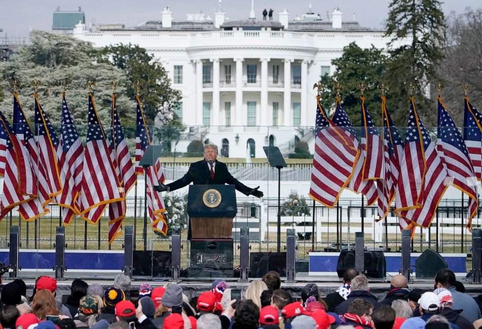 PHOTO: President Donald Trump speaks at a rally, Jan. 6, 2021, in Washington. D.C.
