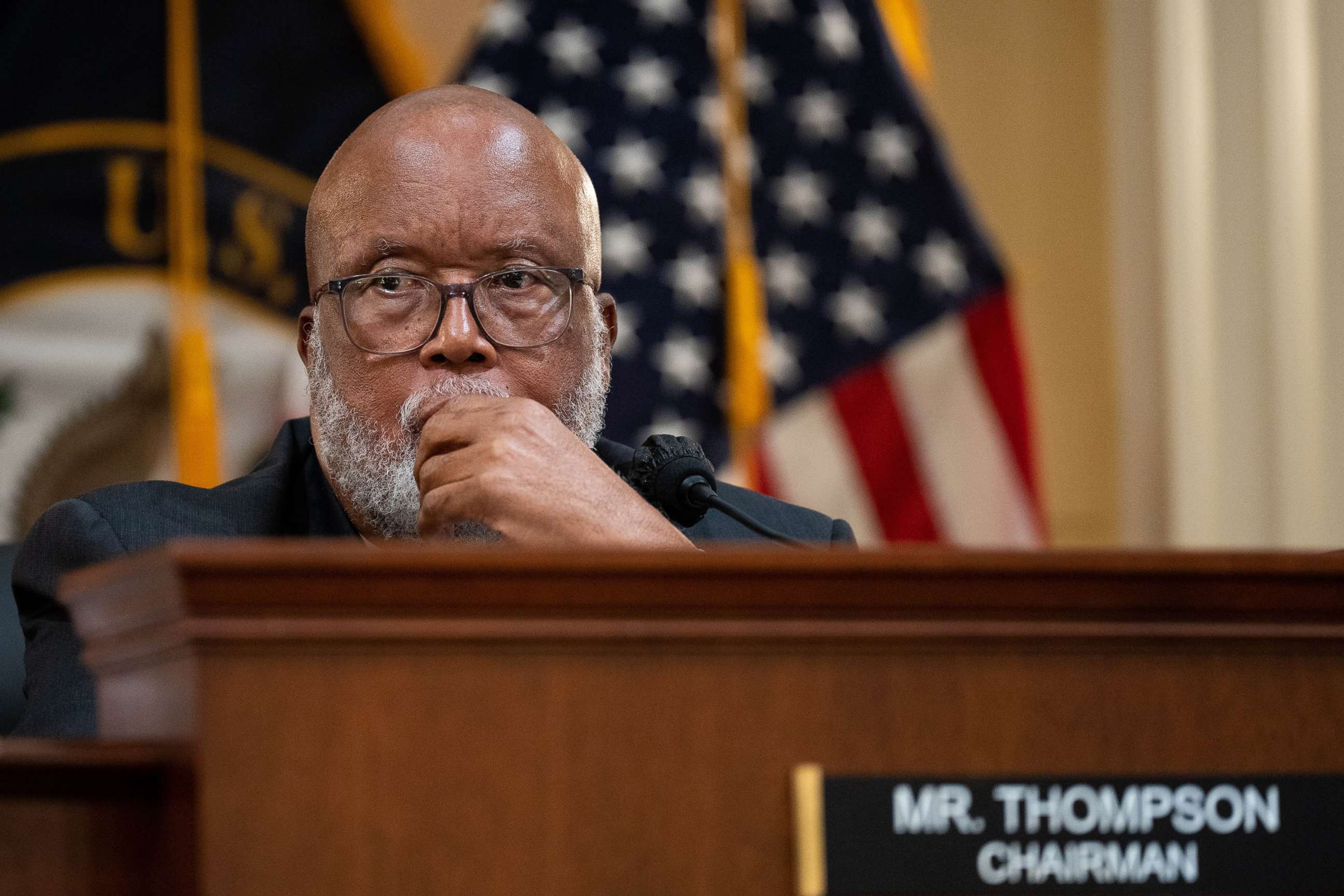 PHOTO: Chairman Bennie Thompson listens during the Select Committee to Investigate the January 6th Attack on the U.S. Capitol hearing in the Cannon House Office Building in Washington, June 9, 2022.