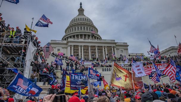 Supporters of President Trump storm the United States Capitol building.  (Photo by Evelyn Hockstein/For The Washington Post via Getty Images)